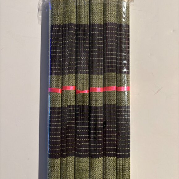Set of 6 rollup Bamboo Placemats Green & Brown New in package - Picture 2 of 6